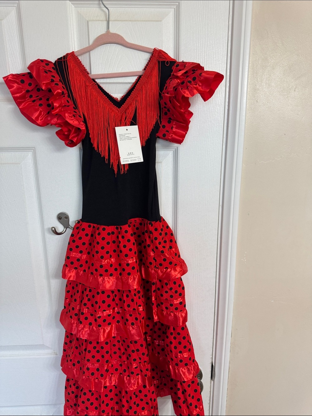 Spanish Flamenco Girls Costume Dress - Red & Black